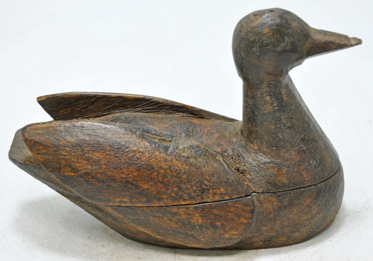 Vintage Wooden Duck Bird Figurine Original Old Hand Carved