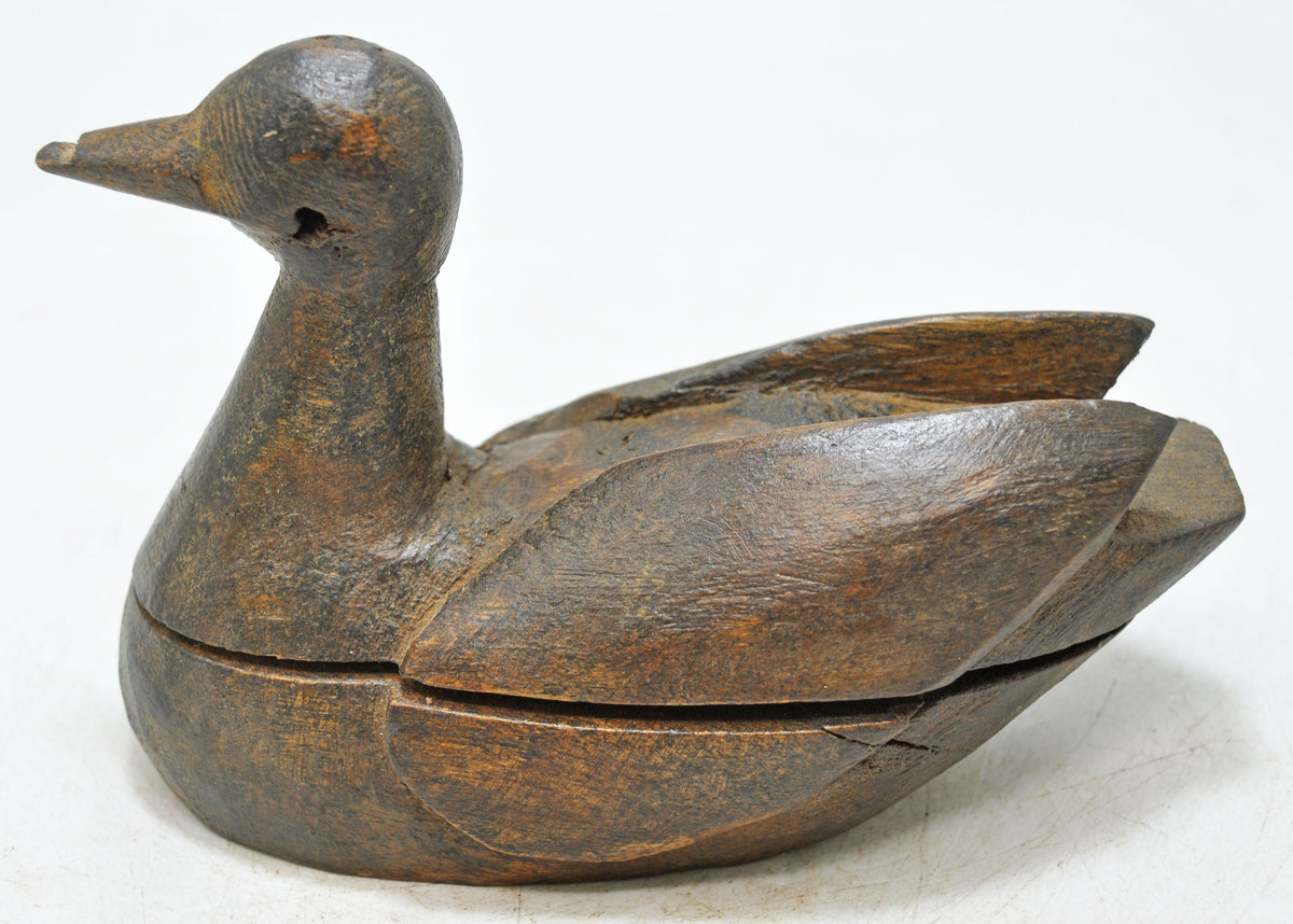 Vintage Wooden Duck Bird Figurine Original Old Hand Carved