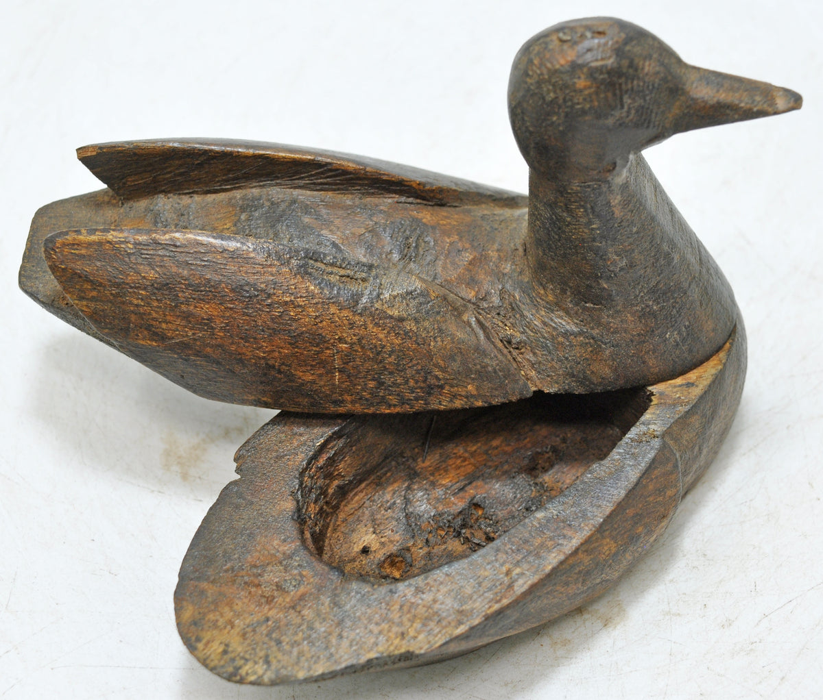 Vintage Wooden Duck Bird Figurine Original Old Hand Carved