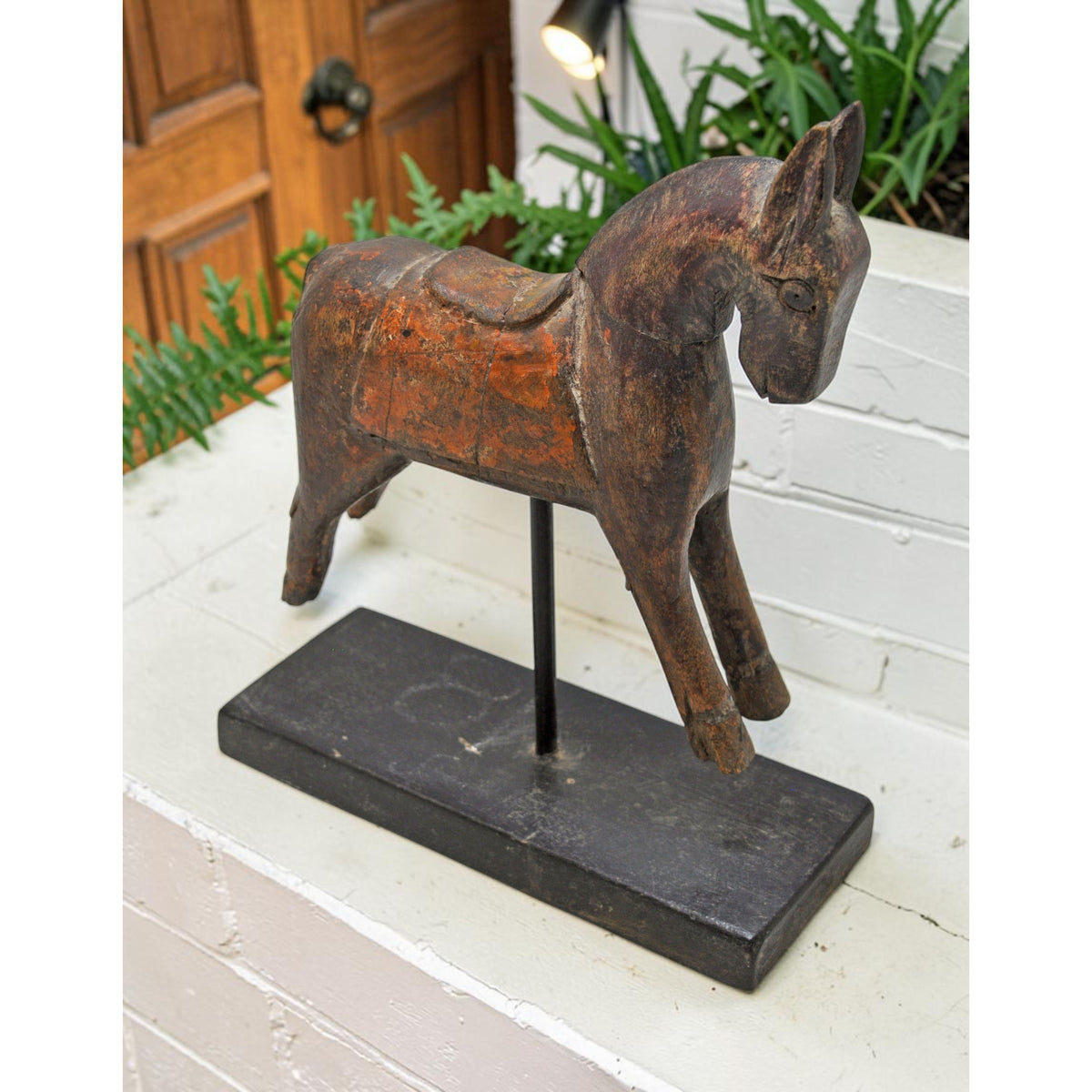 Vintage Wooden Horse Figurine Original Old Hand Carved Painted