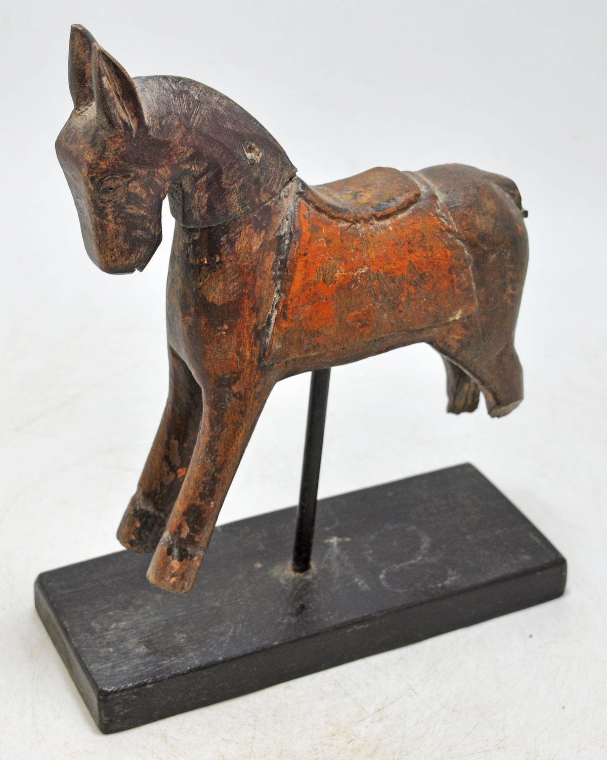 Vintage Wooden Horse Figurine Original Old Hand Carved Painted