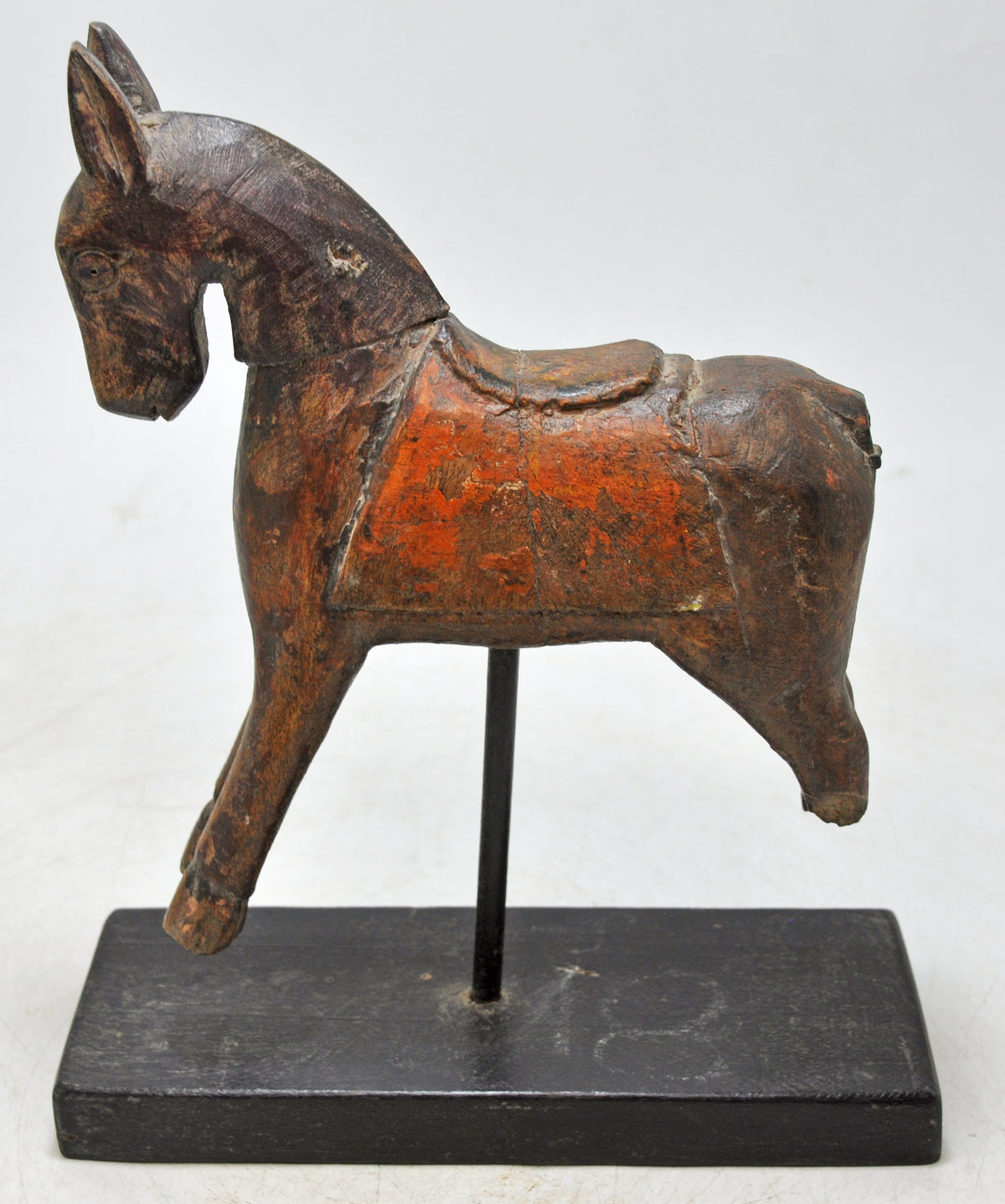 Vintage Wooden Horse Figurine Original Old Hand Carved Painted
