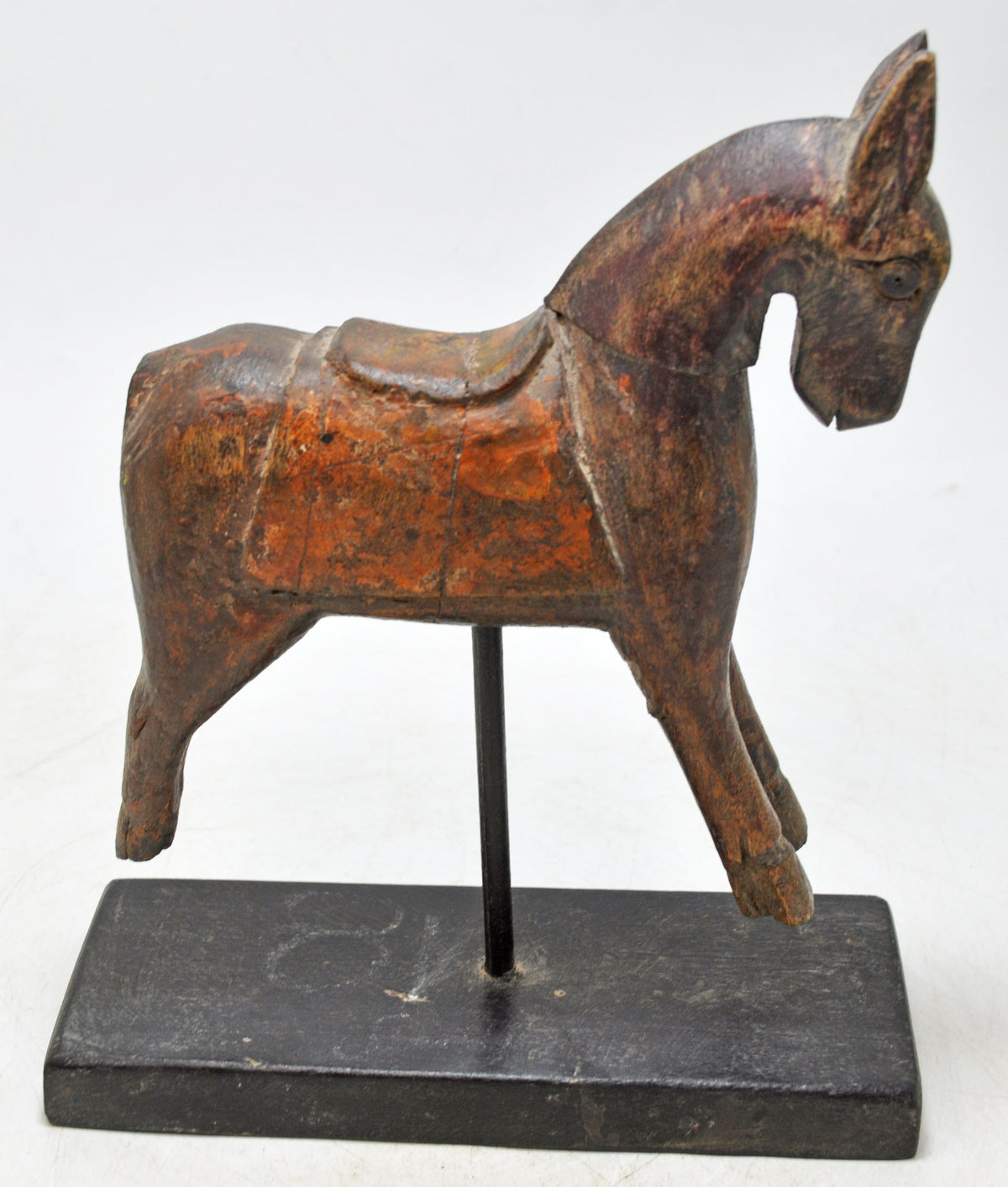 Vintage Wooden Horse Figurine Original Old Hand Carved Painted