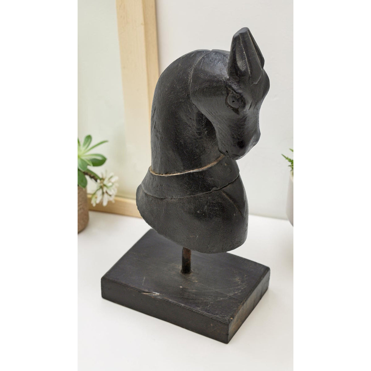 Vintage Wooden Horse Head Bust Figurine Original Old Hand Carved