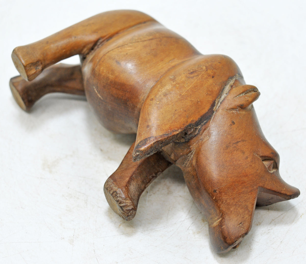 Vintage Wooden Hippopotamus Figurine Original Old Hand Carved