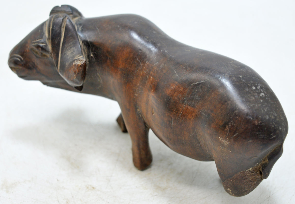 Vintage Wooden Ram Goat Figurine Original Old Hand Carved