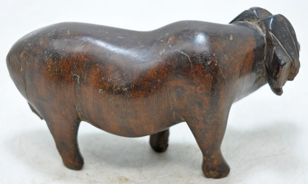 Vintage Wooden Ram Goat Figurine Original Old Hand Carved