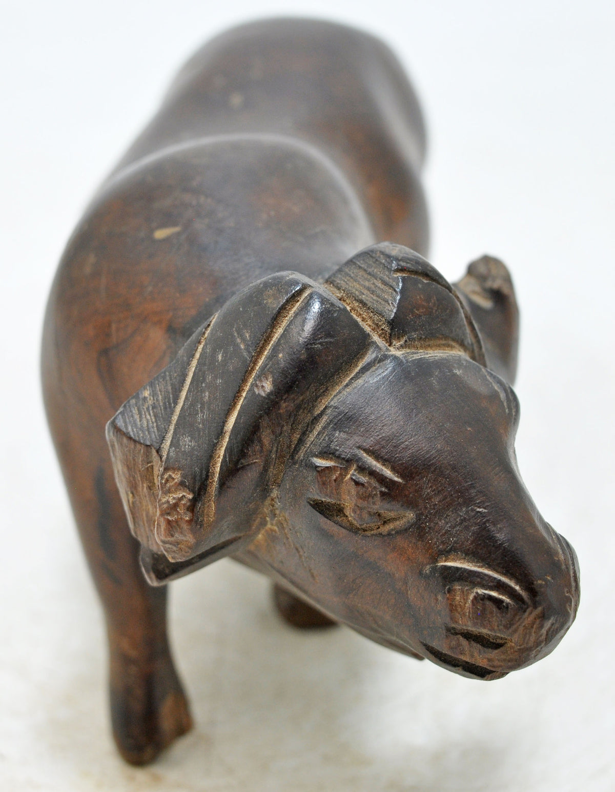 Vintage Wooden Ram Goat Figurine Original Old Hand Carved
