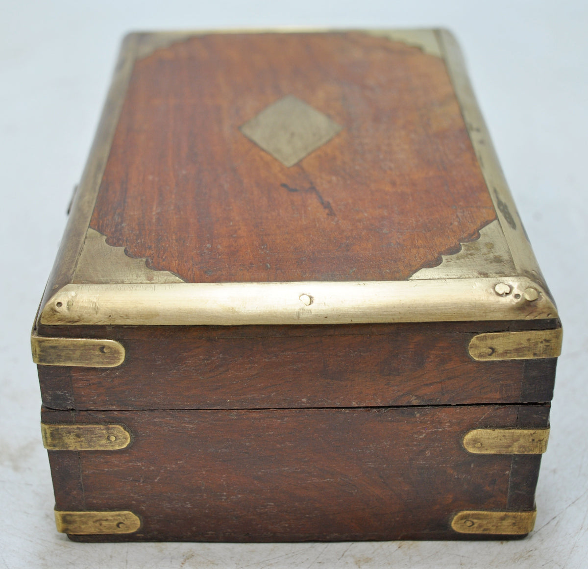 Vintage Wooden Small Storage Box Original Old Hand Crafted Brass Fitted