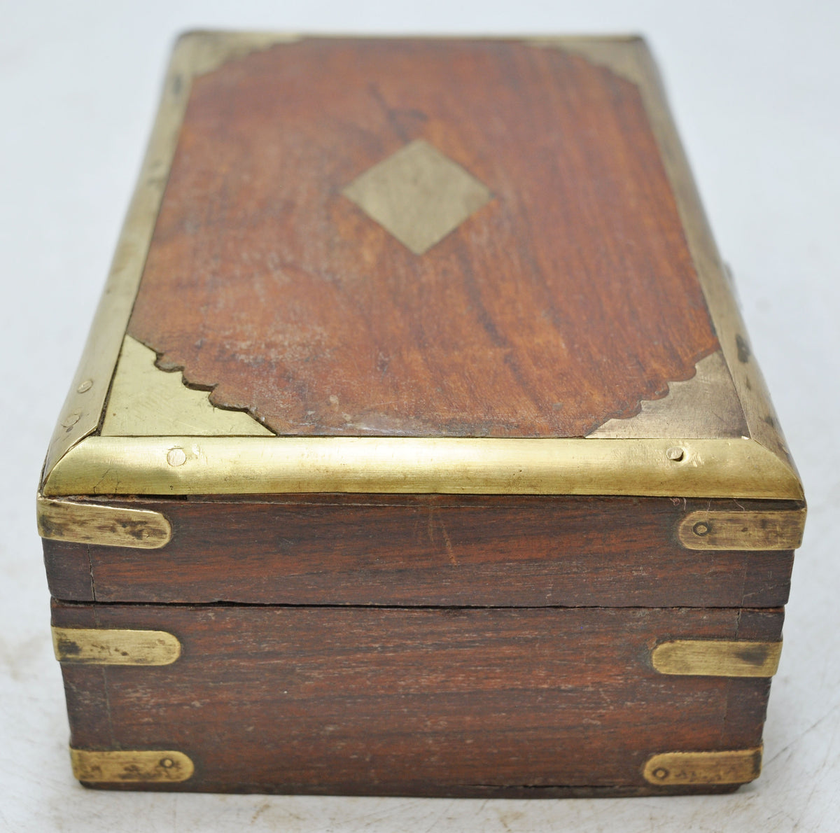 Vintage Wooden Small Storage Box Original Old Hand Crafted Brass Fitted