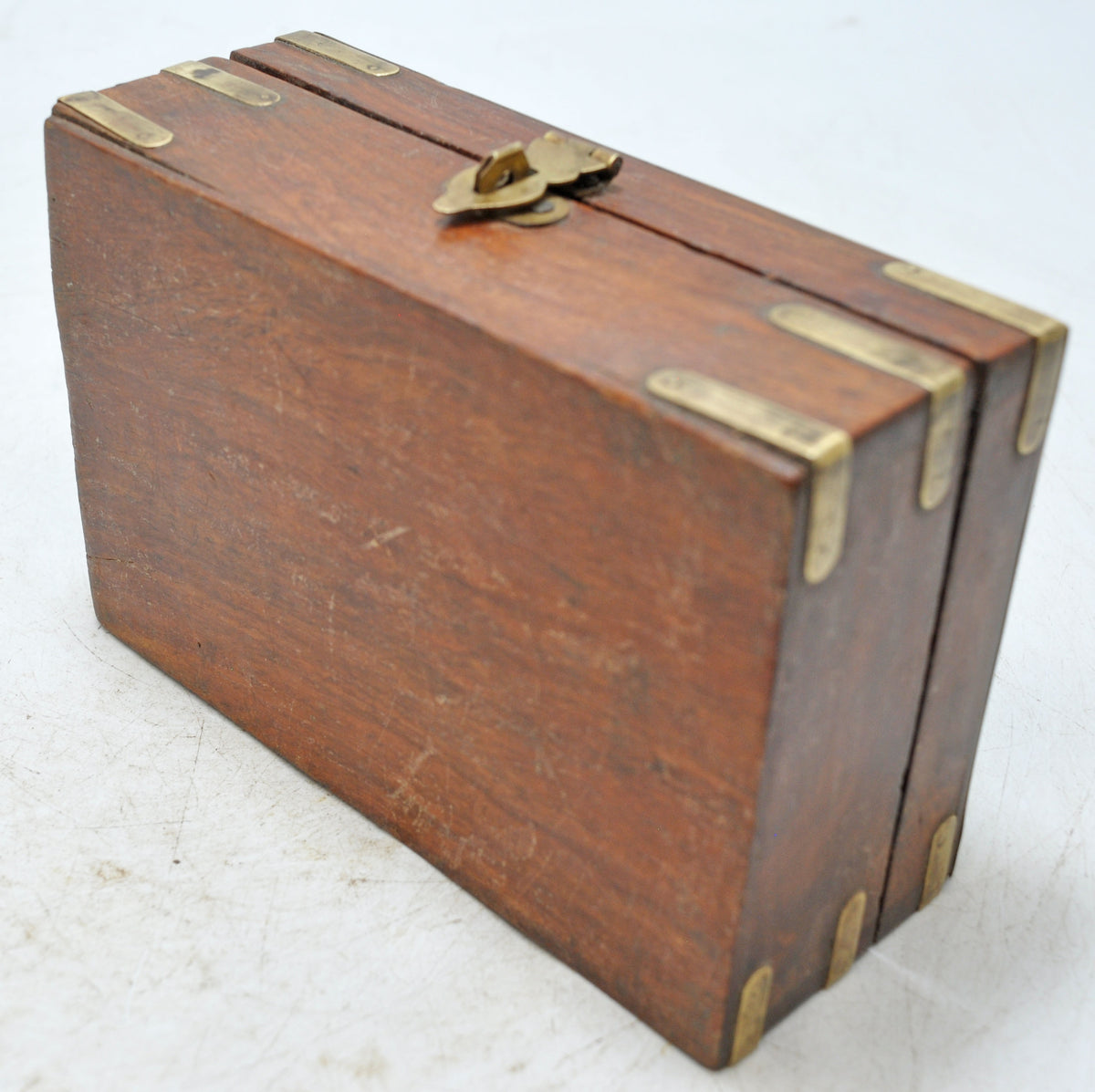 Vintage Wooden Small Storage Box Original Old Hand Crafted Brass Fitted