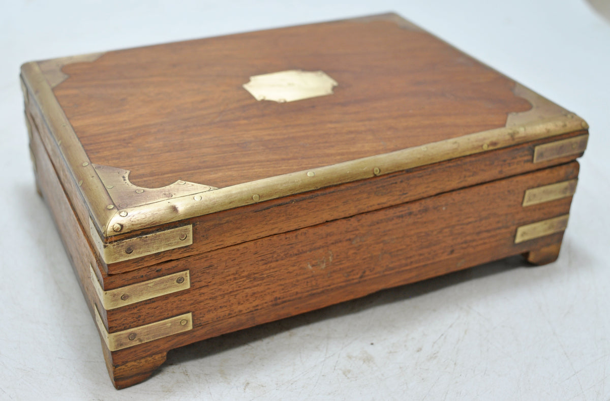 Vintage Wooden Small Storage Box Original Old Hand Crafted Brass Fitted