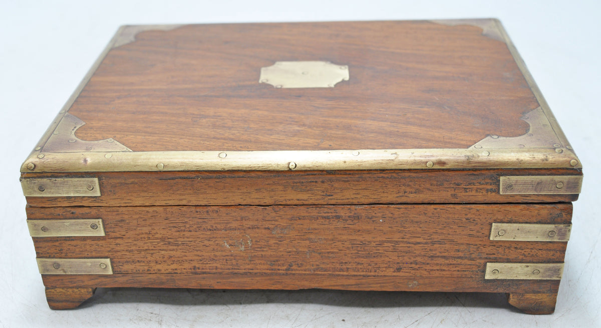 Vintage Wooden Small Storage Box Original Old Hand Crafted Brass Fitted