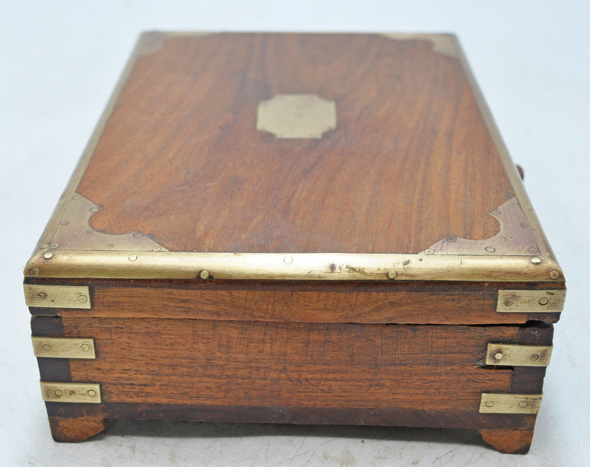 Vintage Wooden Small Storage Box Original Old Hand Crafted Brass Fitted