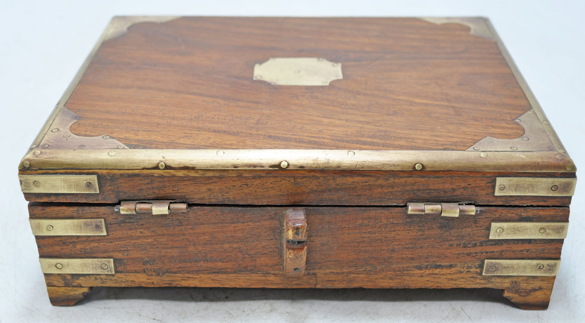 Vintage Wooden Small Storage Box Original Old Hand Crafted Brass Fitted