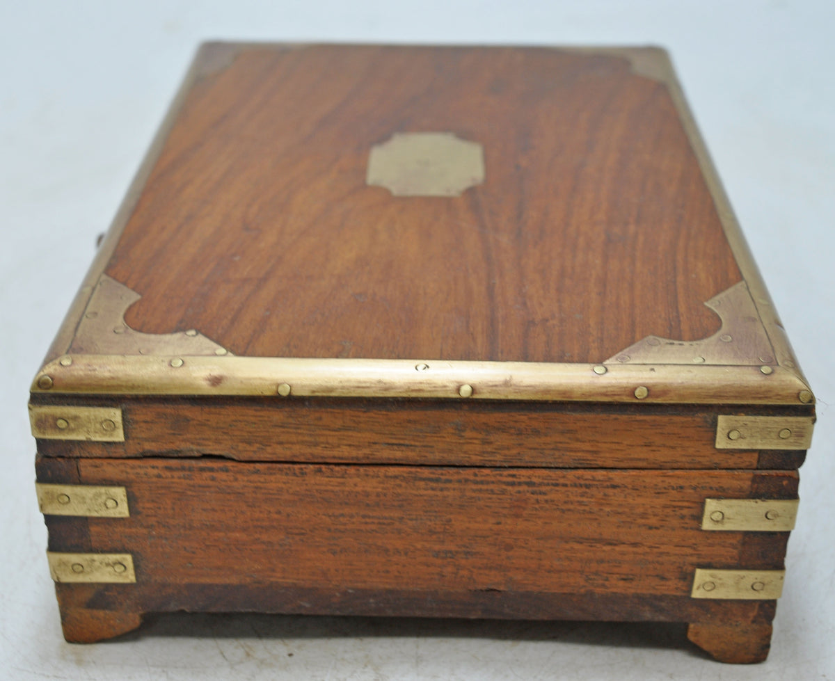 Vintage Wooden Small Storage Box Original Old Hand Crafted Brass Fitted