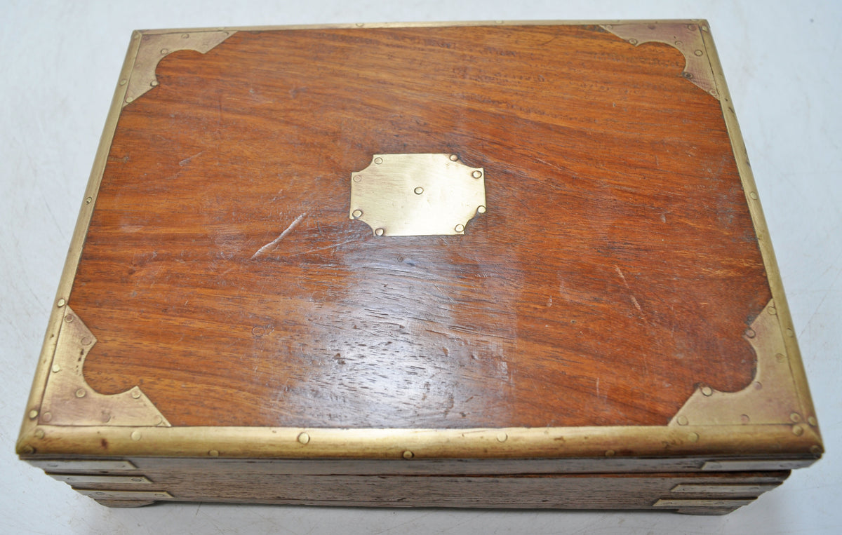 Vintage Wooden Small Storage Box Original Old Hand Crafted Brass Fitted
