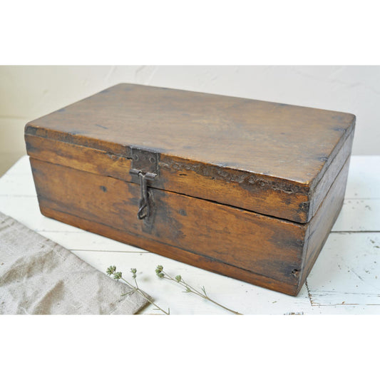 Antique Wooden Storage Box Original Old Hand Crafted