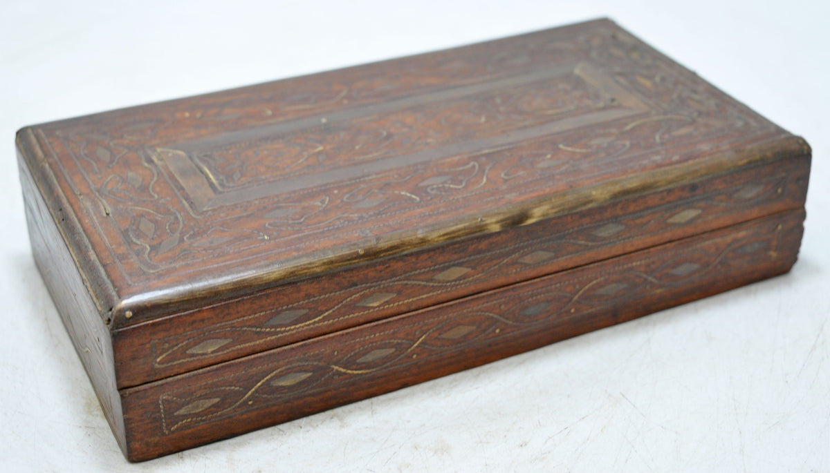 Vintage Wooden Small Storage Box Original Old Hand Crafted Brass Fitted