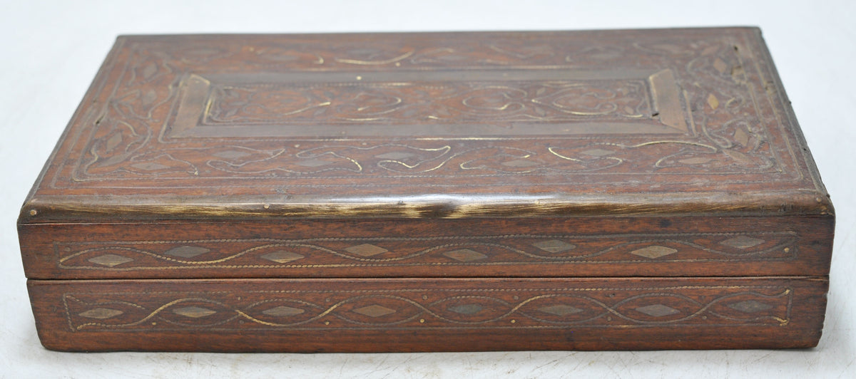 Vintage Wooden Small Storage Box Original Old Hand Crafted Brass Fitted