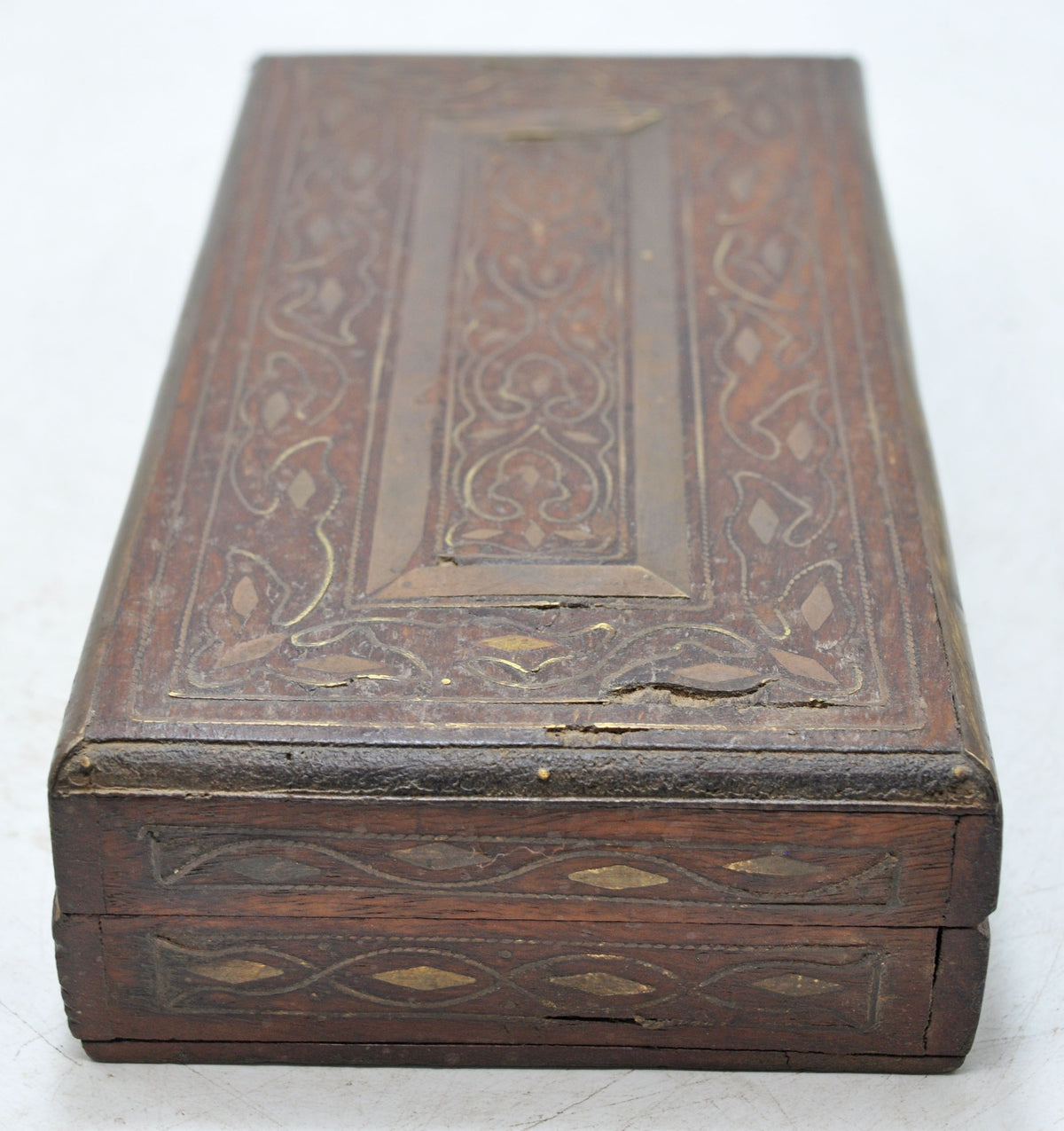 Vintage Wooden Small Storage Box Original Old Hand Crafted Brass Fitted