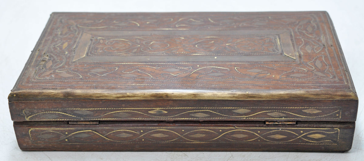 Vintage Wooden Small Storage Box Original Old Hand Crafted Brass Fitted