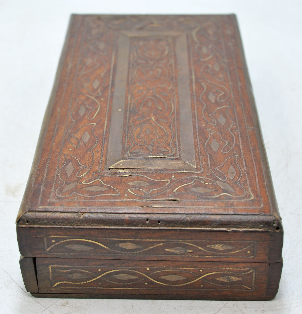 Vintage Wooden Small Storage Box Original Old Hand Crafted Brass Fitted
