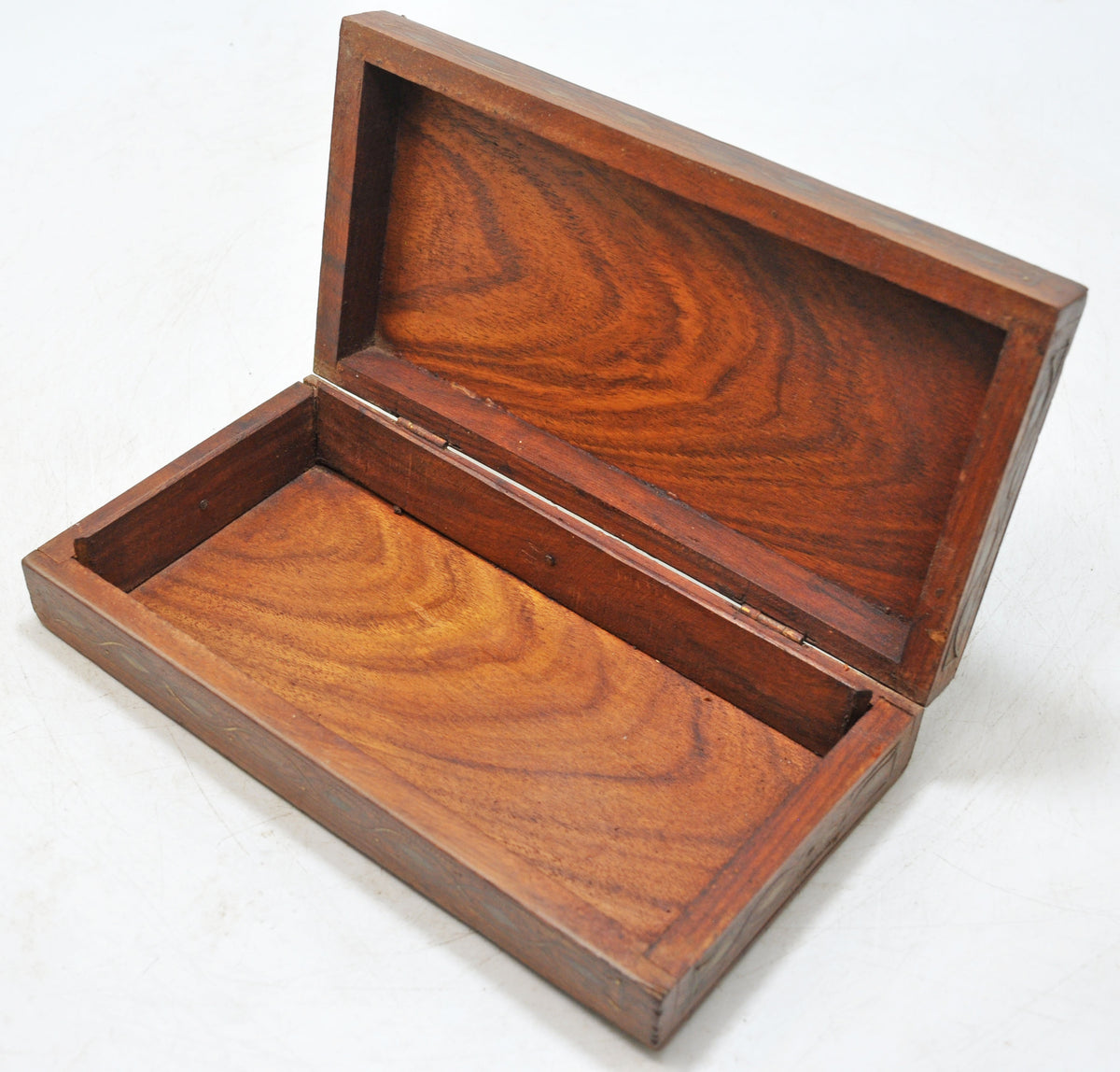 Vintage Wooden Small Storage Box Original Old Hand Crafted Brass Fitted