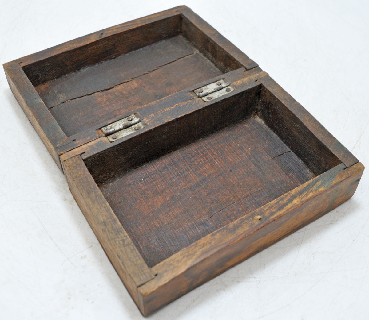Vintage Wooden Small Storage Box Original Old Hand Crafted Brass Fitted