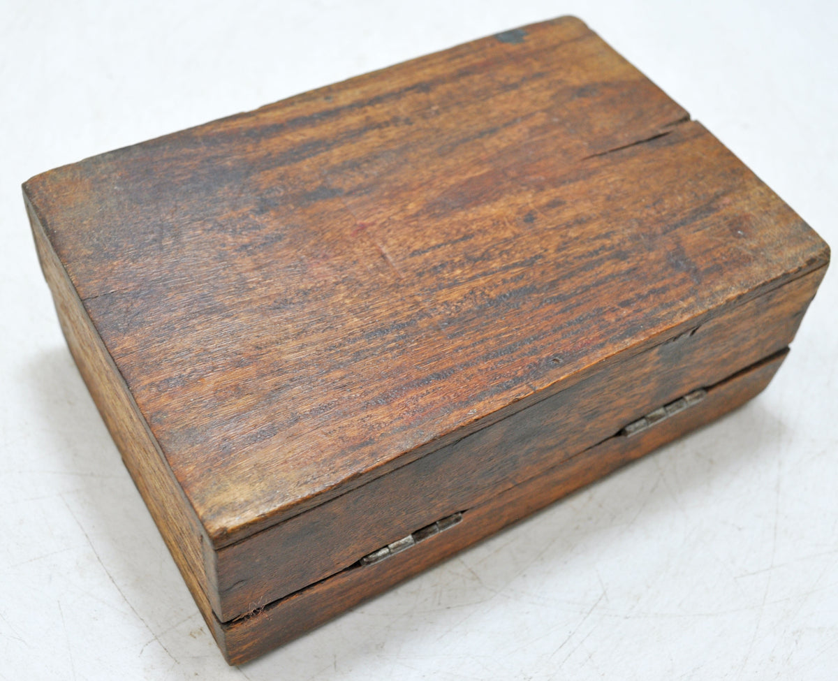 Vintage Wooden Small Storage Box Original Old Hand Crafted Brass Fitted