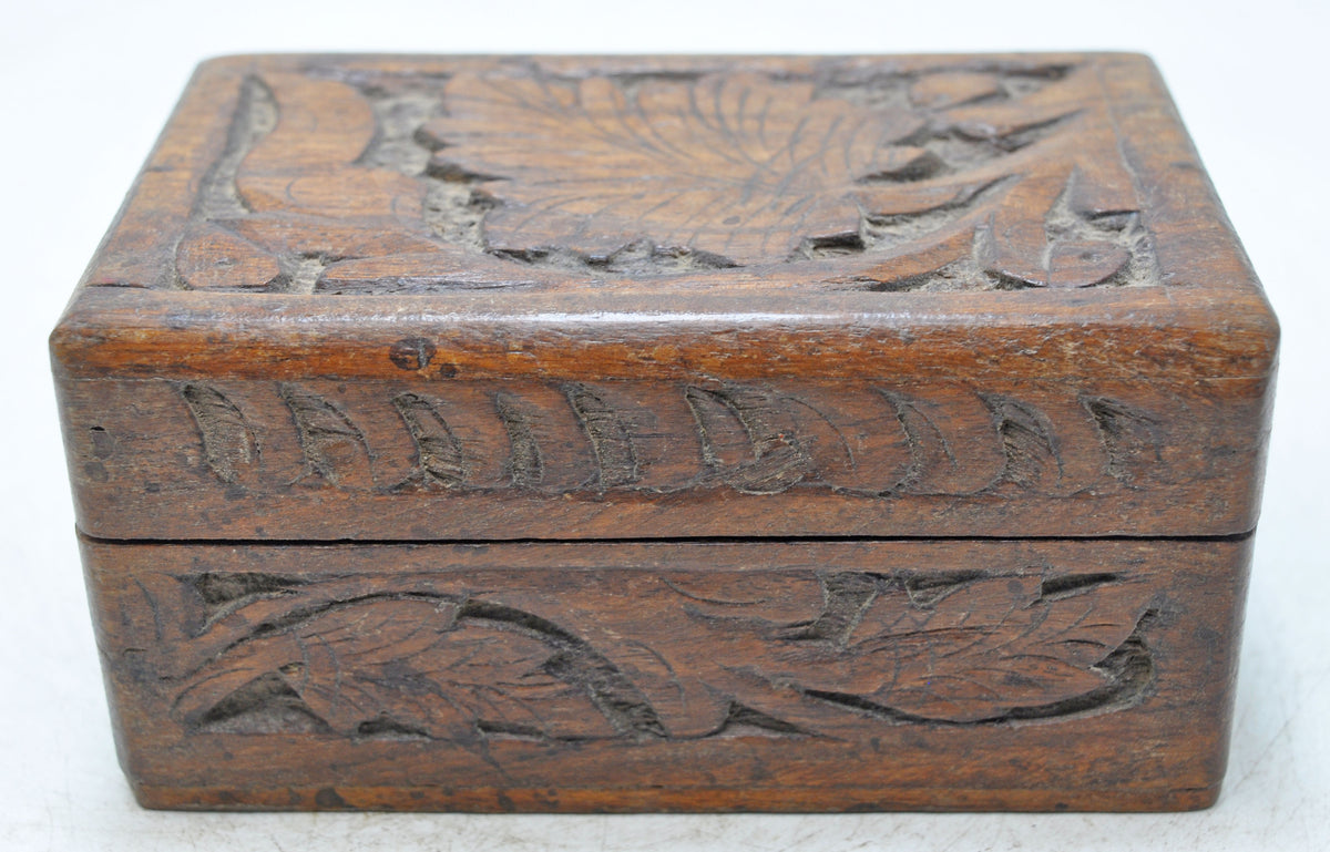 Vintage Wooden Small Storage Box Original Old Hand Crafted Carved