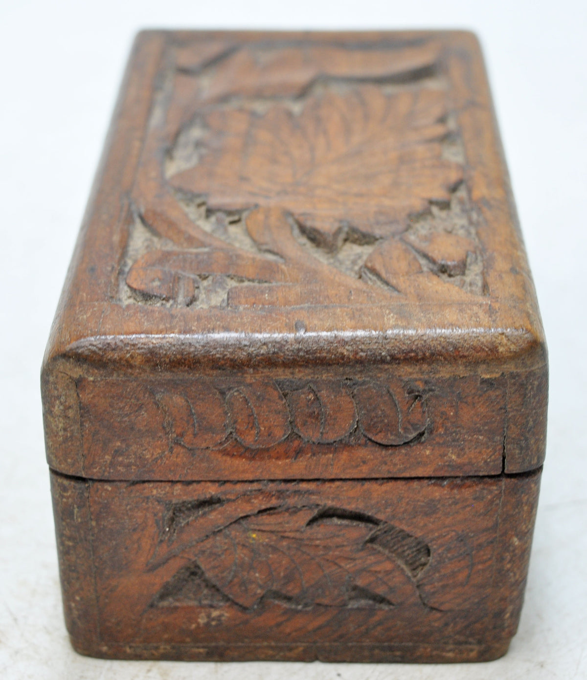 Vintage Wooden Small Storage Box Original Old Hand Crafted Carved