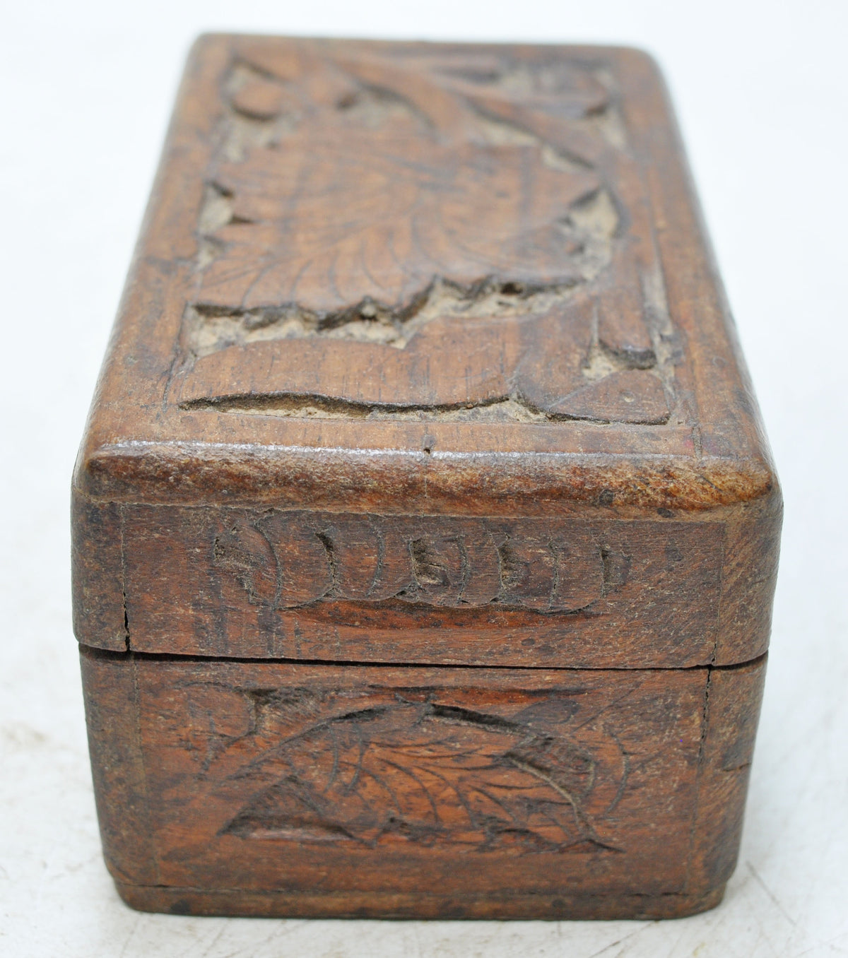 Vintage Wooden Small Storage Box Original Old Hand Crafted Carved