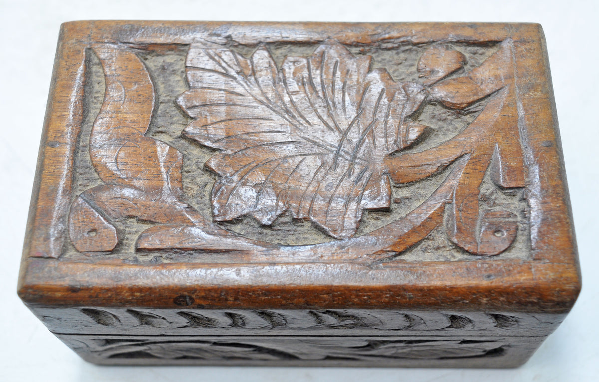 Vintage Wooden Small Storage Box Original Old Hand Crafted Carved