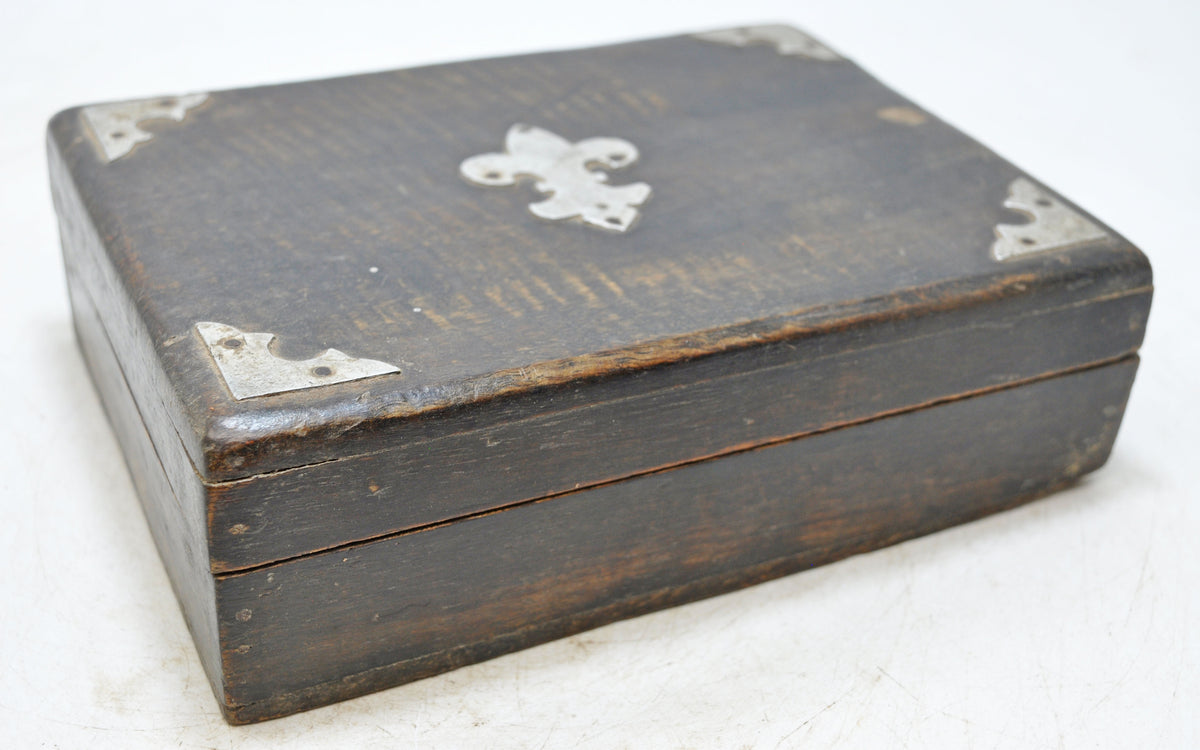 Vintage Wooden Small Storage Box Original Old Hand Crafted Metal Fitted