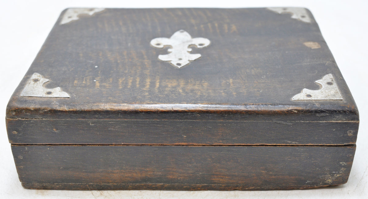Vintage Wooden Small Storage Box Original Old Hand Crafted Metal Fitted