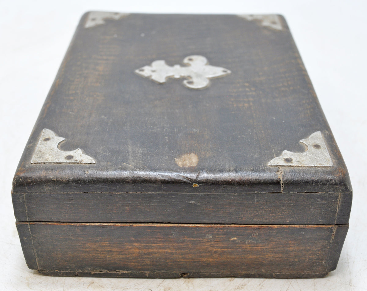 Vintage Wooden Small Storage Box Original Old Hand Crafted Metal Fitted