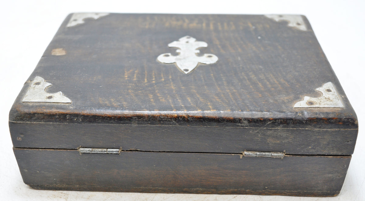 Vintage Wooden Small Storage Box Original Old Hand Crafted Metal Fitted