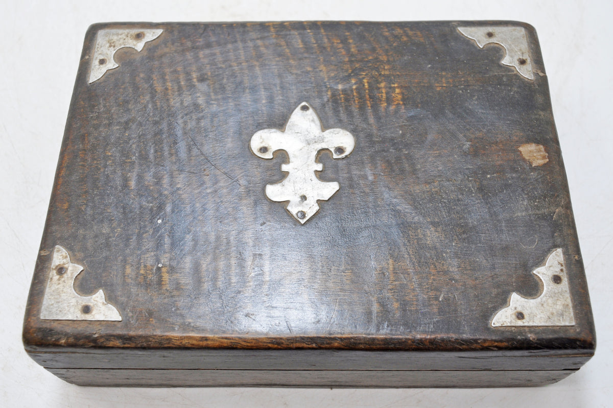 Vintage Wooden Small Storage Box Original Old Hand Crafted Metal Fitted