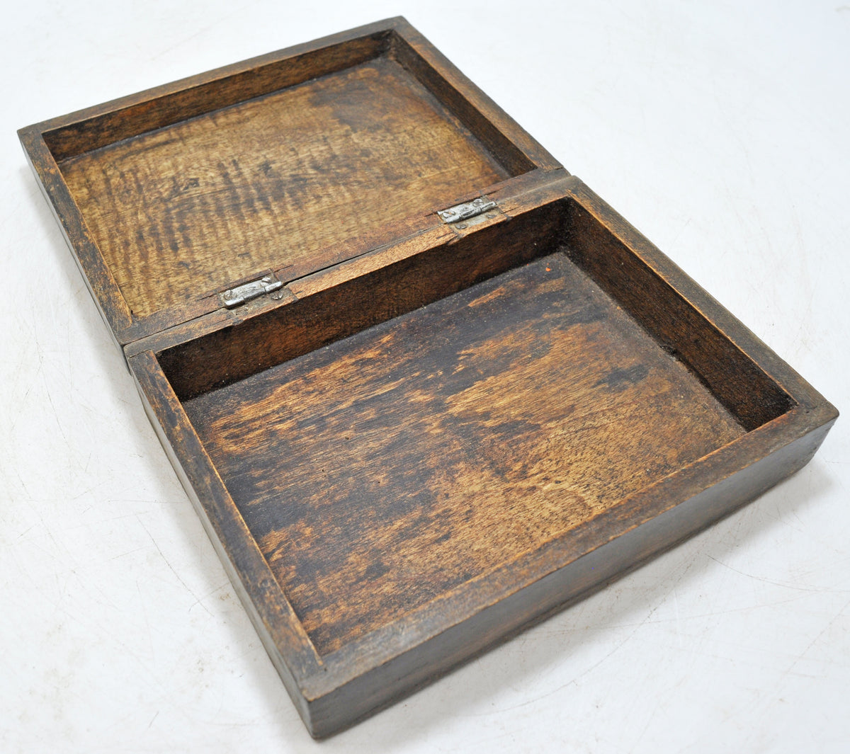 Vintage Wooden Small Storage Box Original Old Hand Crafted Metal Fitted