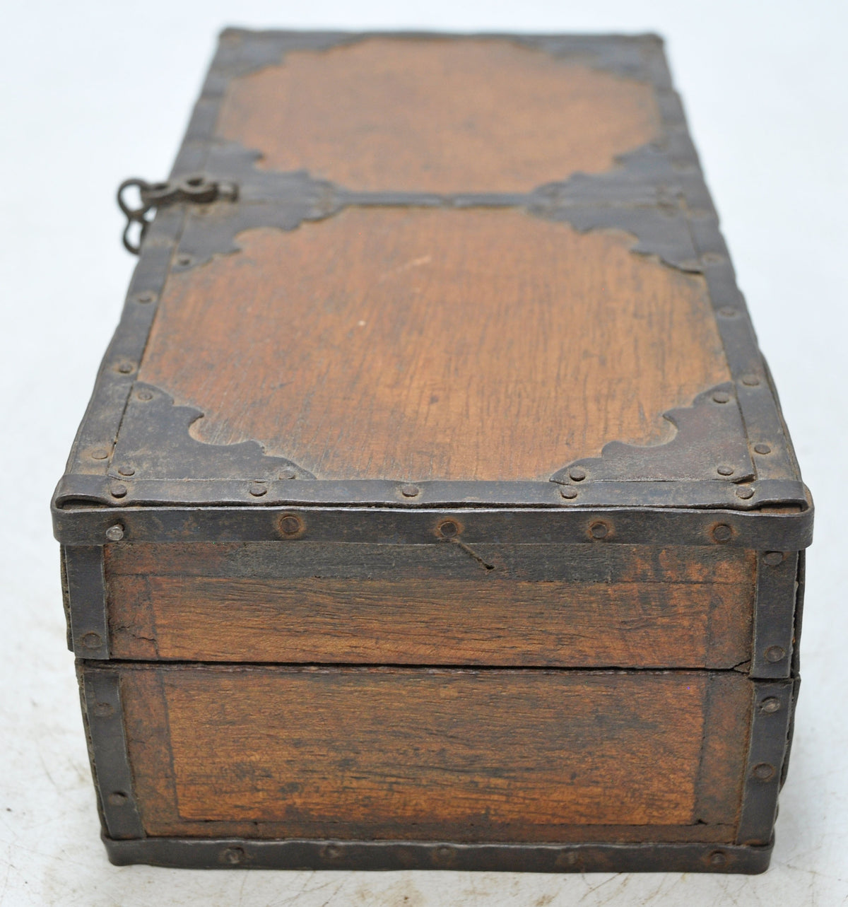 Vintage Wooden Small Storage Box Original Old Hand Crafted Metal Fitted