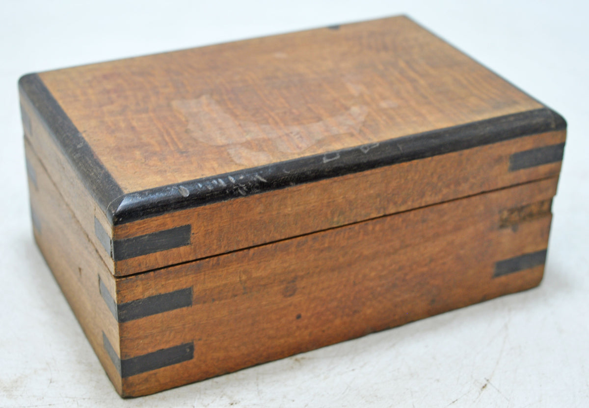 Vintage Wooden Small Storage Box Original Old Hand Crafted Metal Fitted