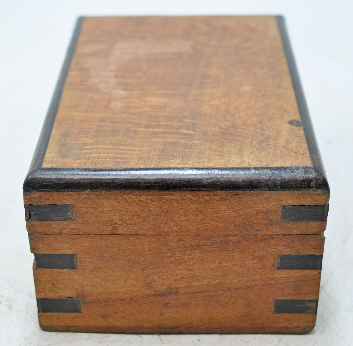 Vintage Wooden Small Storage Box Original Old Hand Crafted Metal Fitted