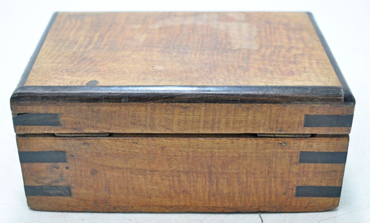 Vintage Wooden Small Storage Box Original Old Hand Crafted Metal Fitted