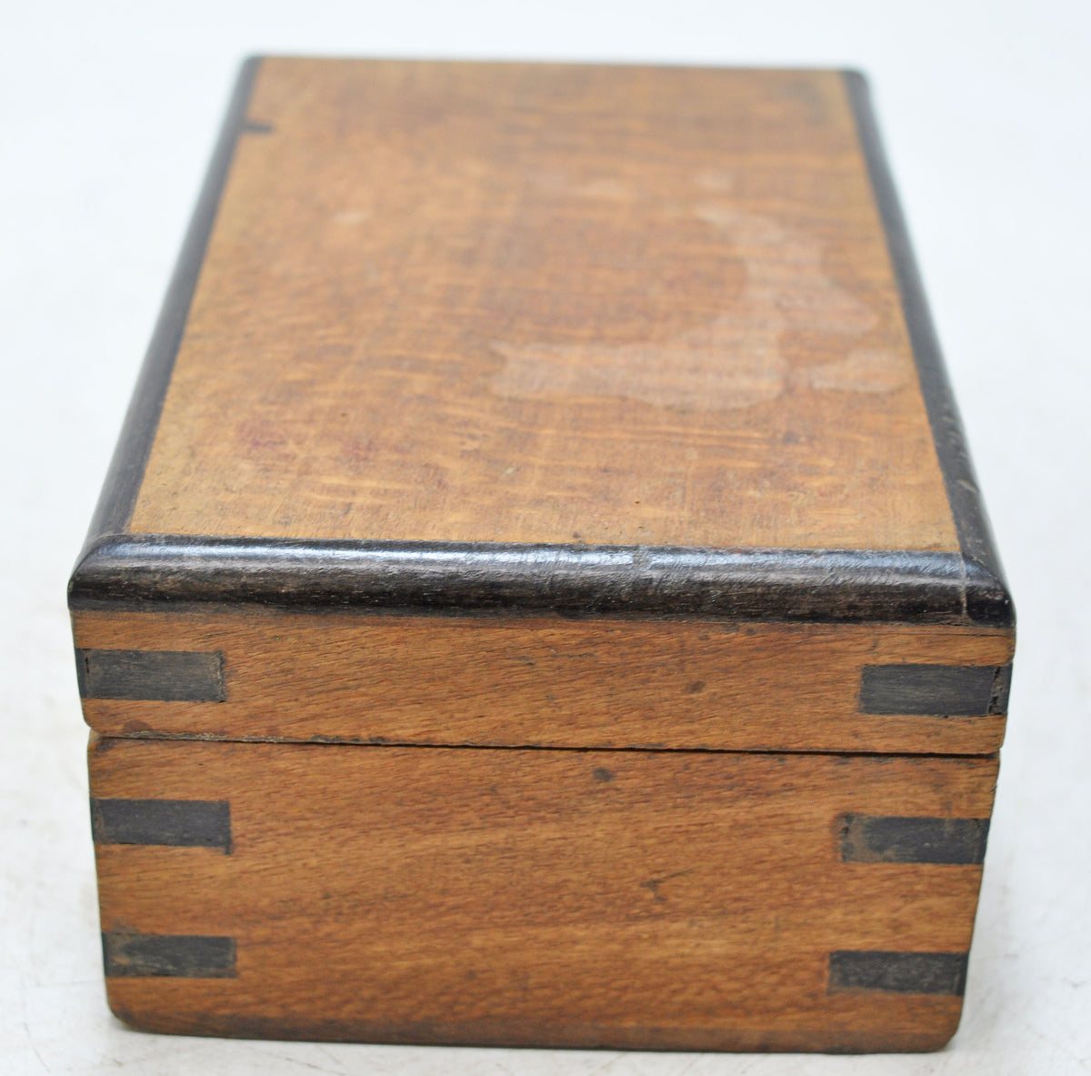 Vintage Wooden Small Storage Box Original Old Hand Crafted Metal Fitted