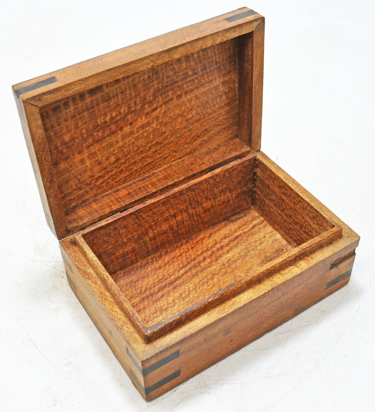 Vintage Wooden Small Storage Box Original Old Hand Crafted Metal Fitted