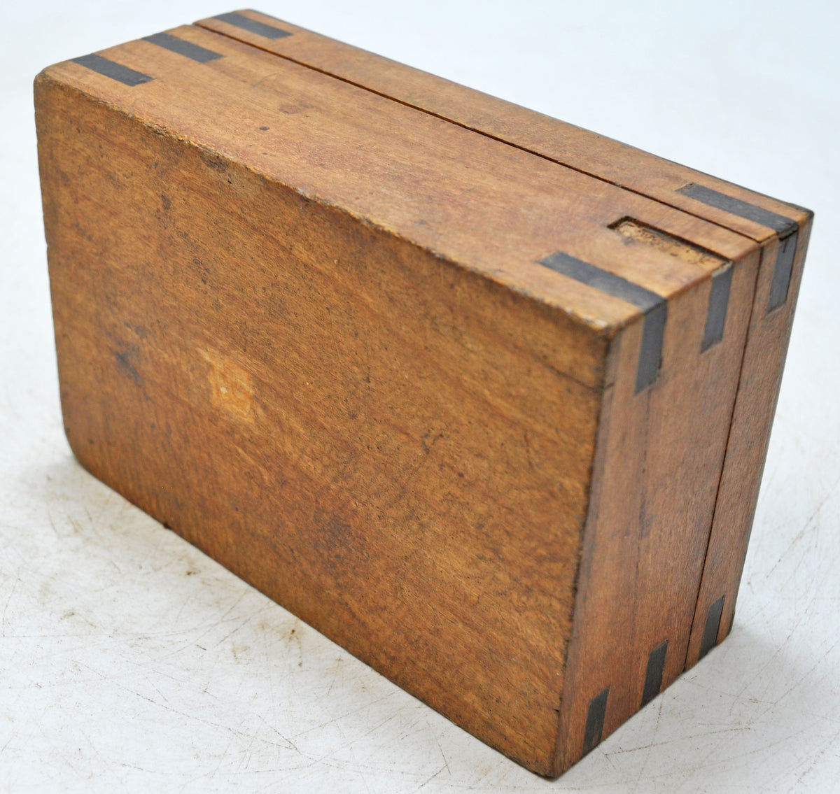 Vintage Wooden Small Storage Box Original Old Hand Crafted Metal Fitted