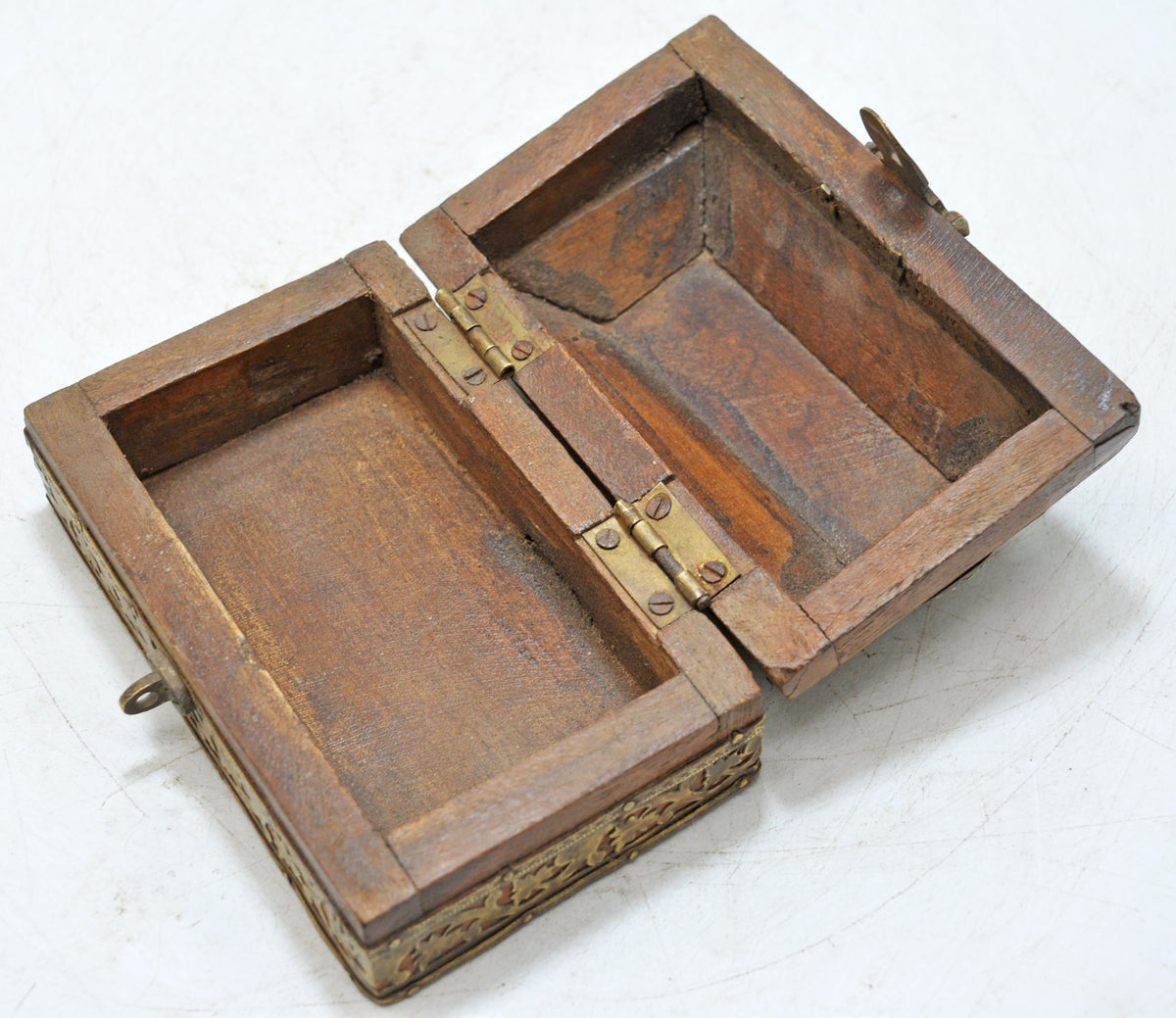 Vintage Wooden Dome Shaped Storage Box Original Old Fine Brass Fitted