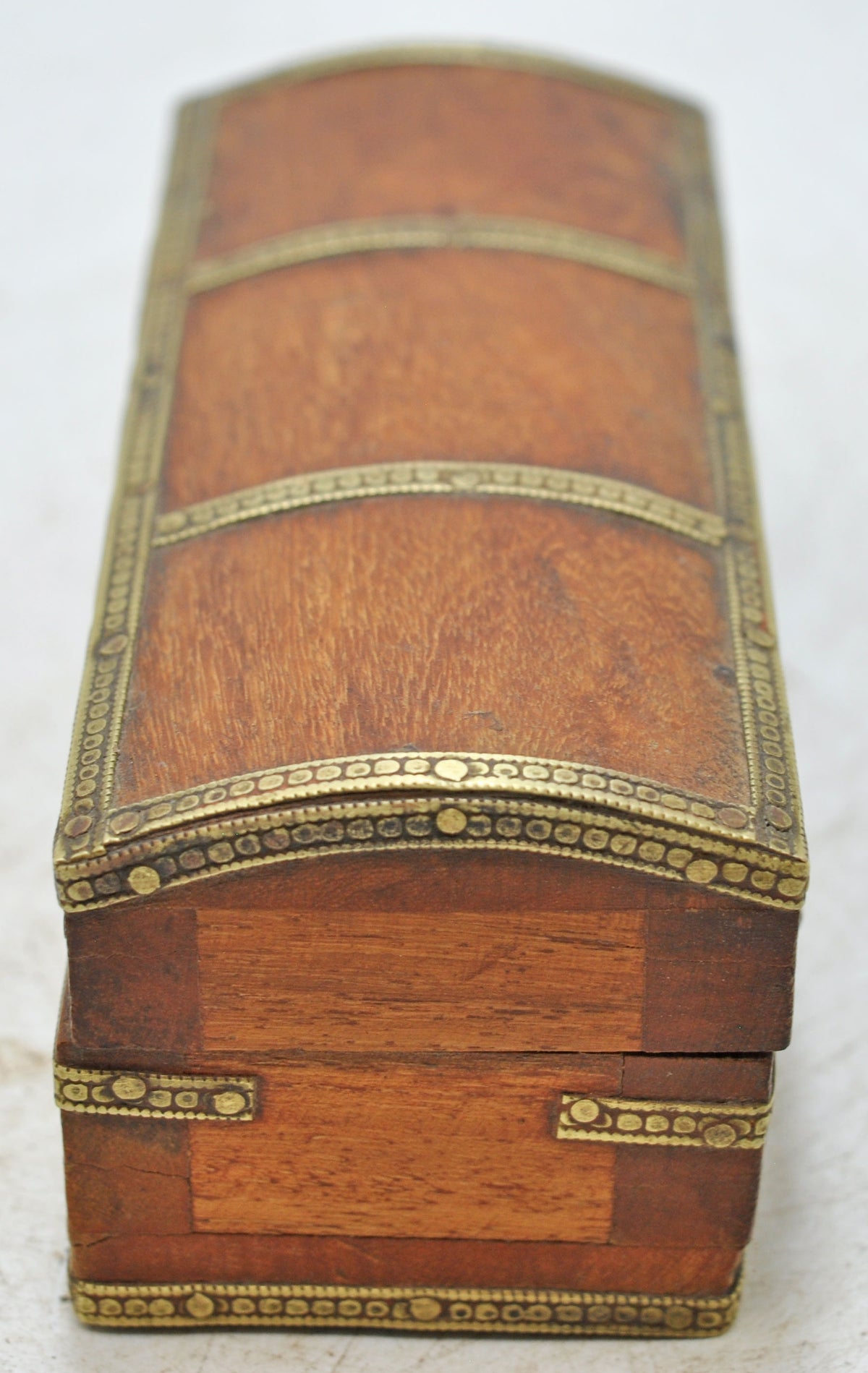Vintage Wooden Small Storage Box Original Old Hand Crafted Brass Fitted