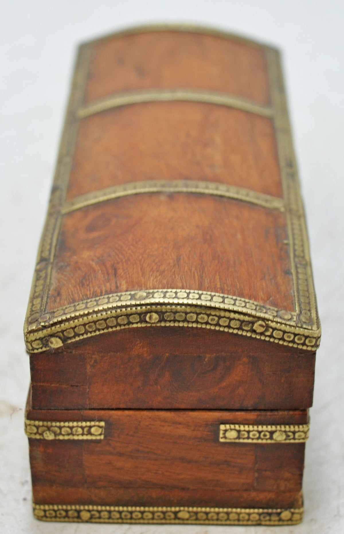 Vintage Wooden Small Storage Box Original Old Hand Crafted Brass Fitted